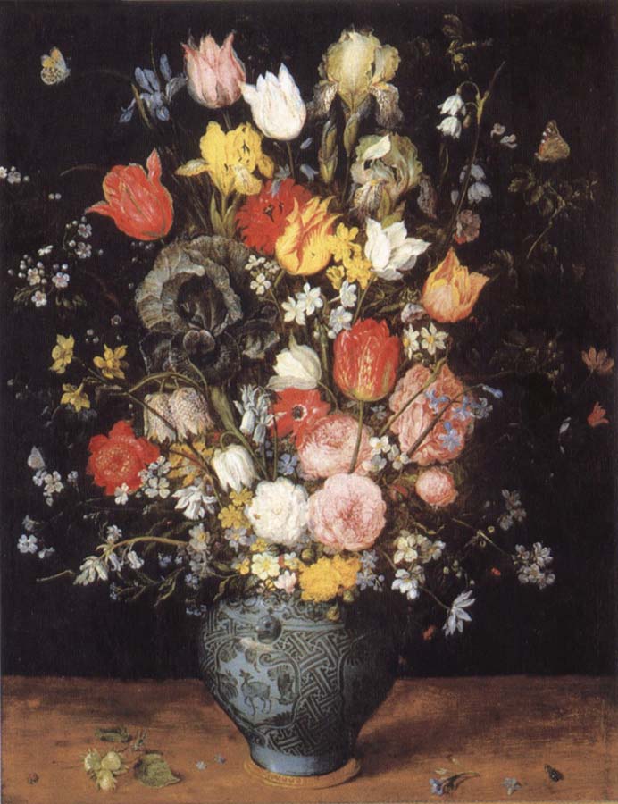 Flower in a blue vase